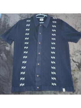 Fair Harbor The White Lotus Knit Polo Seawool Cotton Mens Medium Blue HBO Shirt